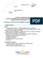 Tematica Si Bibliografie Pentru Scolile de Agenti de Politie - Admitere 2013