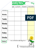 Weekly Menu Plan Printable - May Theme