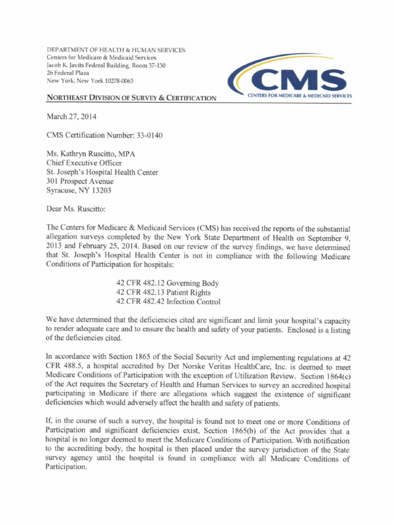 CMS Certification Noncompliance Notice | PDF | Medicare (United States ...