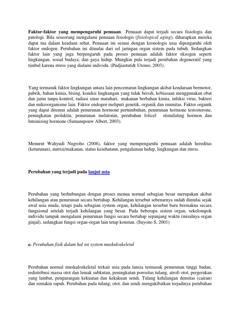 Faktor Yang Mepengaruhi Penuaan