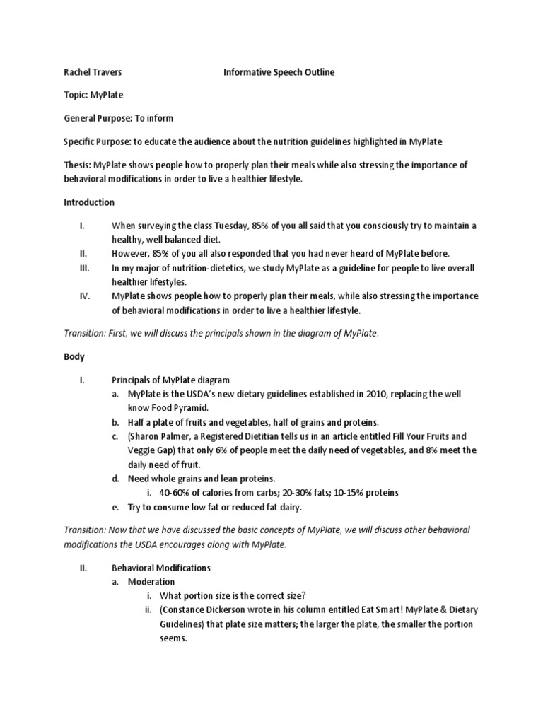 Eat at home speech outline image