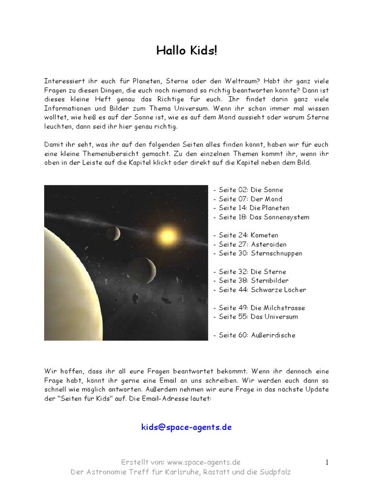 Astronomie Fuer Kinder