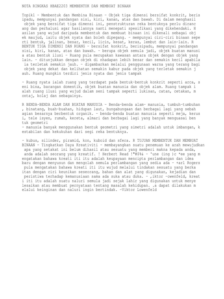 Nota Ringkas 26 Padat Membentuk Dan Membuat Binaan Hbae2203 Pdf