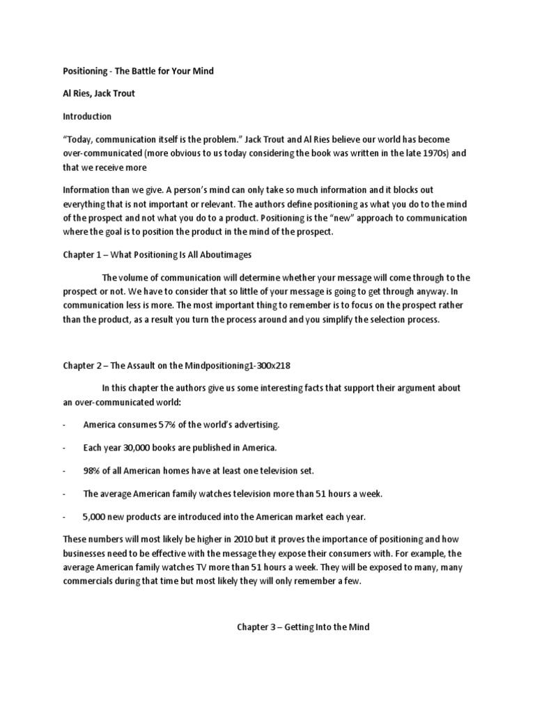 Positioning - Al Ries (Summary) | PDF | Airlines | Brand