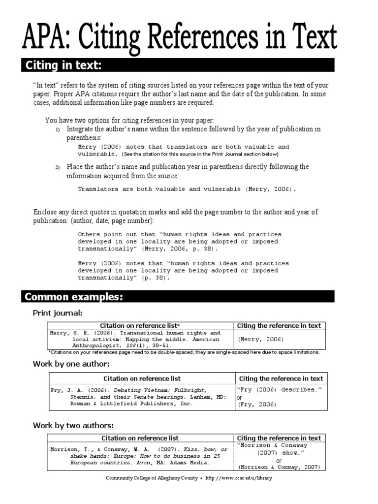 APA Style InText 2.0 Citation Bracket