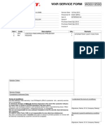 WXR Service Form: Item Code Description Qty Remark