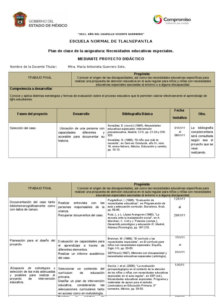 Plan de Clase para Educación Especial | PDF | Educación primaria | Maestros