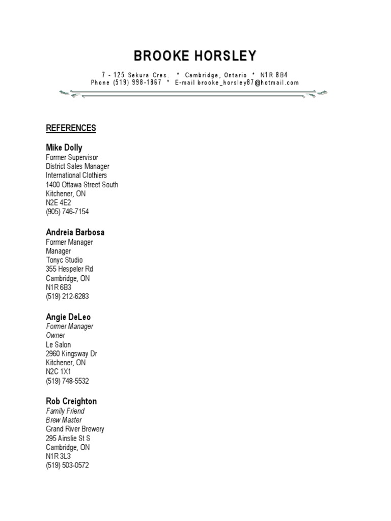 Professional References List | PDF