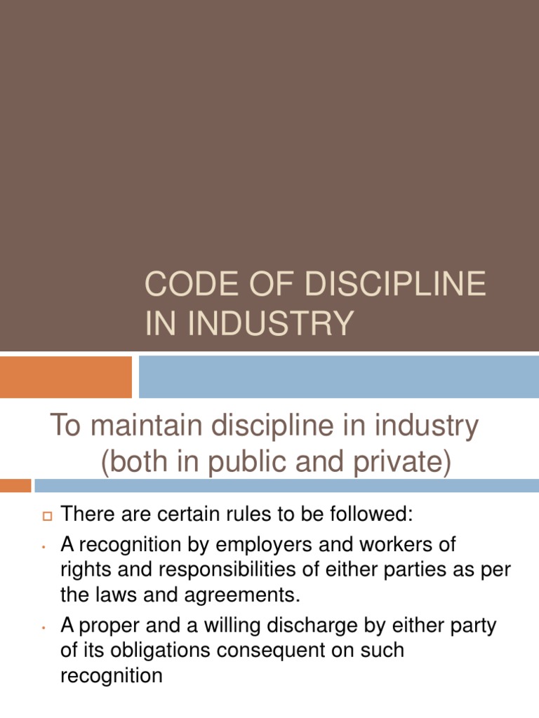 Code of Discipline in Industry | PDF | Strike Action | Employment