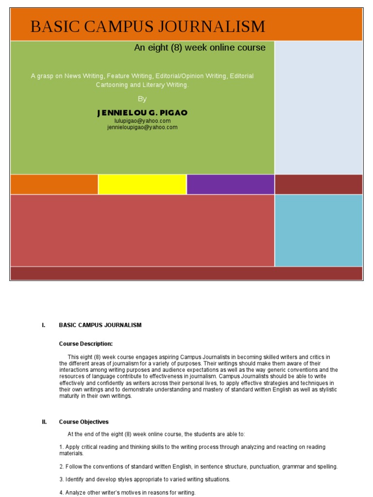 Basic Campus Journalism Syllabus | PDF | Journalism | Journalist