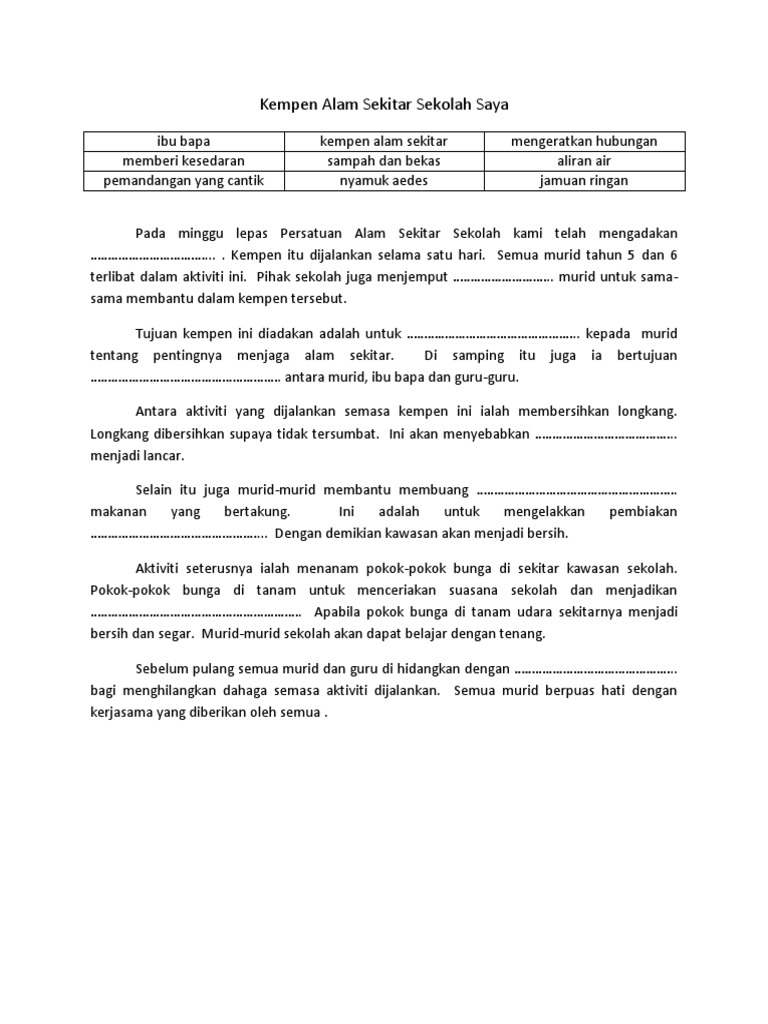 Kempen Alam Sekitar Sekolah Saya Pdf
