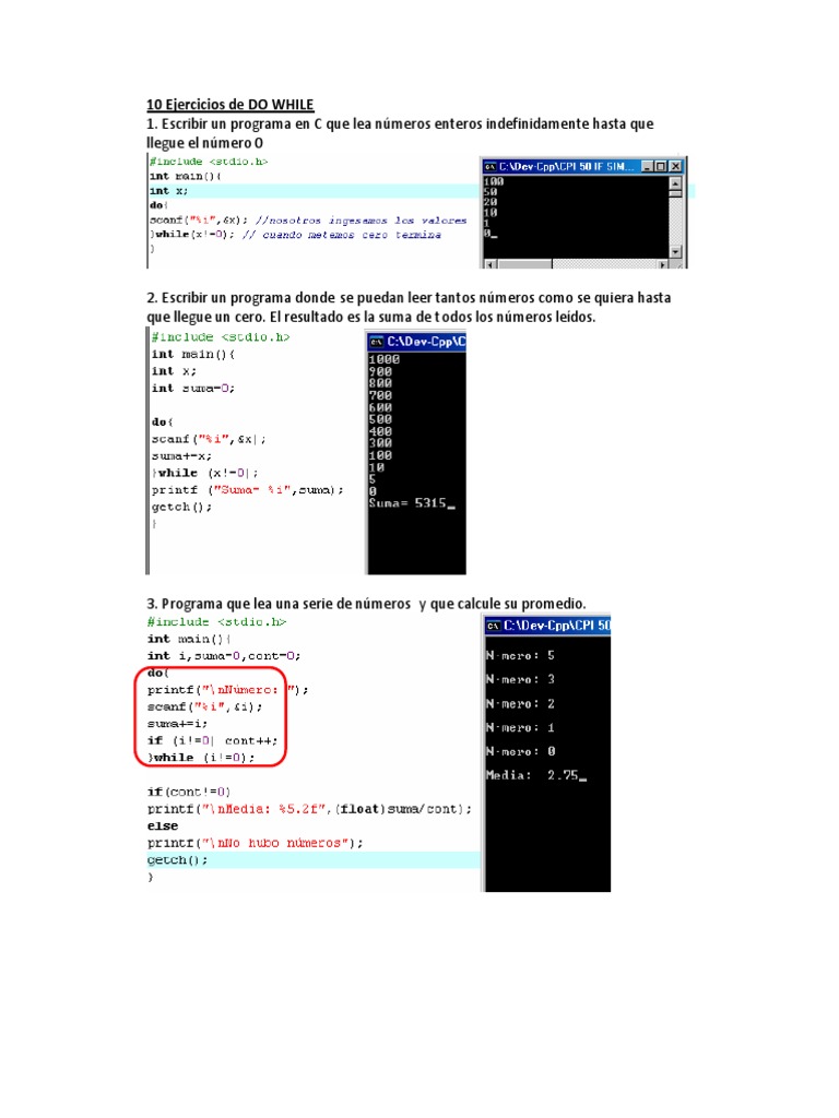 Ejercicios Prácticos de Do While | PDF
