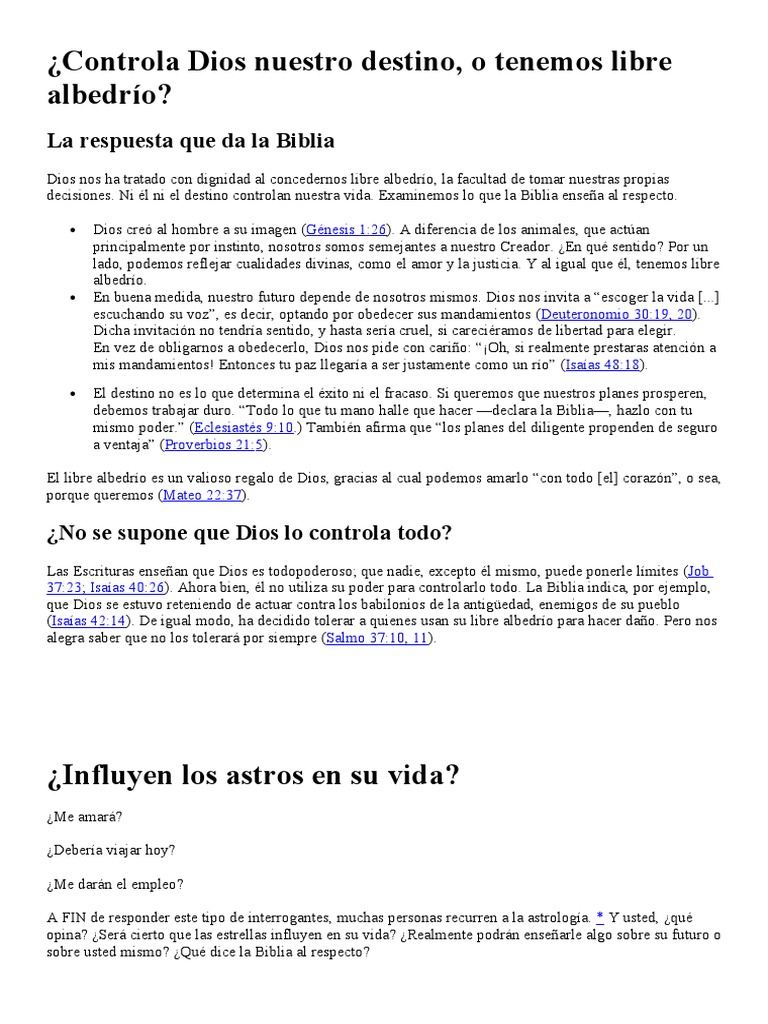 Controla Dios Nuestro Destino | PDF | Destino | Libre albedrío
