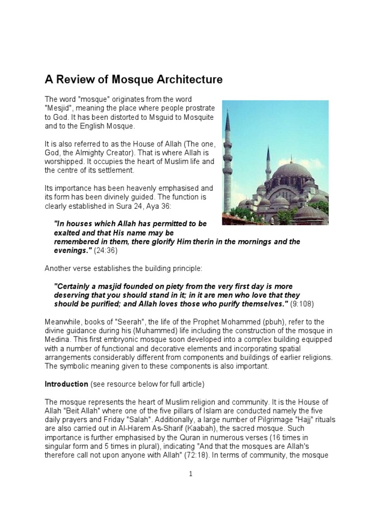 A Review of Mosque Architecture | PDF | Mosque | Dome