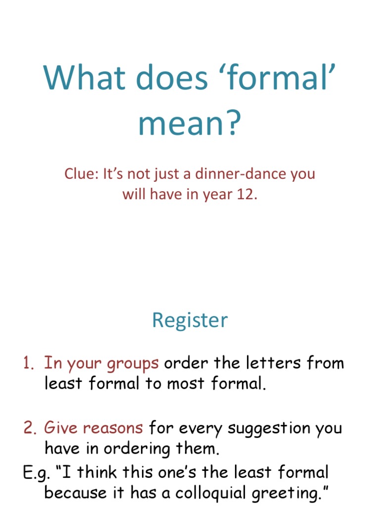 What Does Formal Mean? PDF