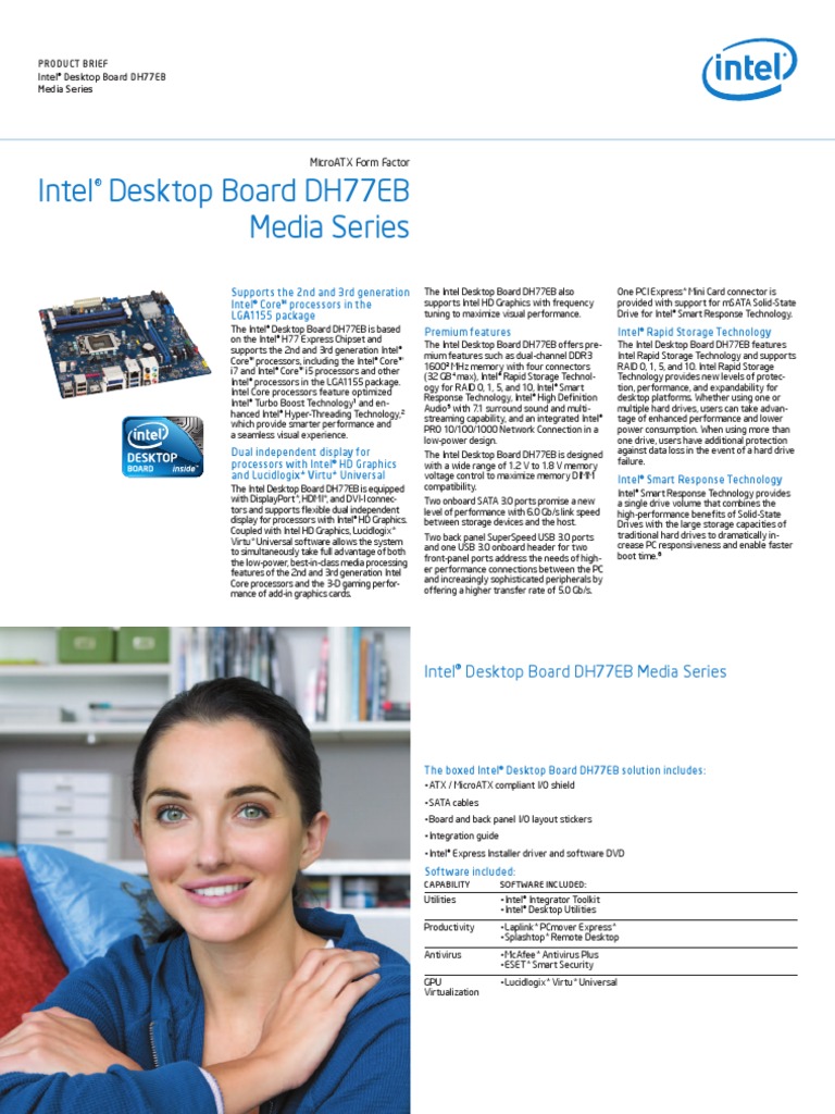 Desktop Board Dh77eb Media Brief | PDF | Intel | Solid State Drive