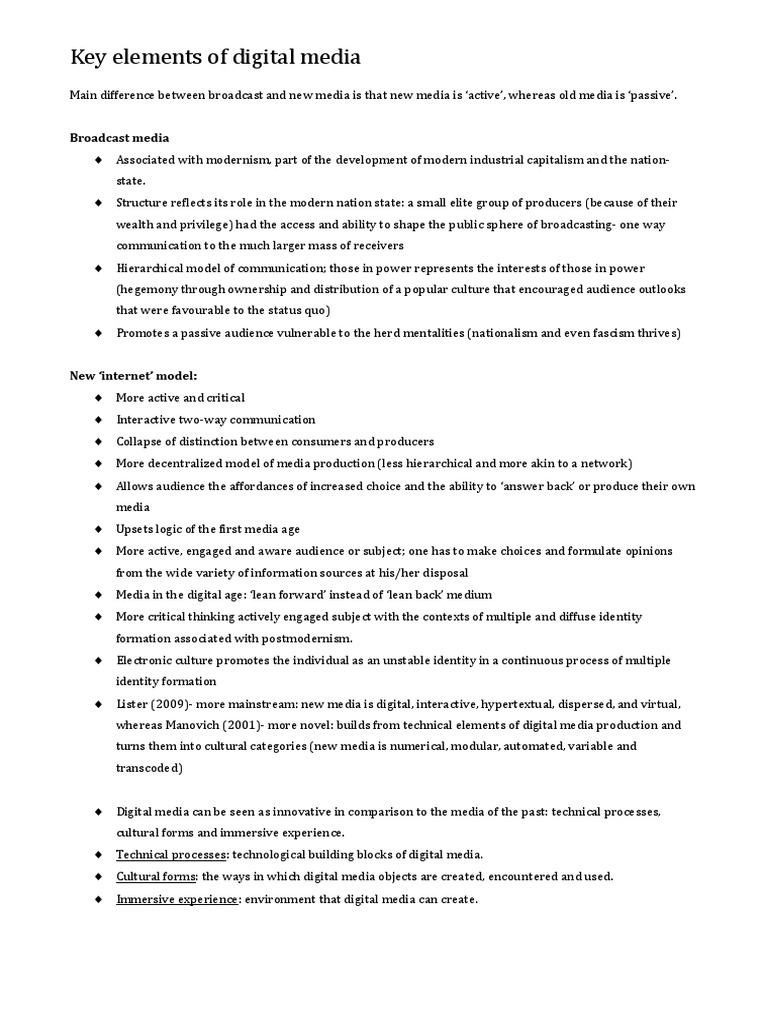 Key Elements of Digital Media Explained | PDF | New Media | Mass Media