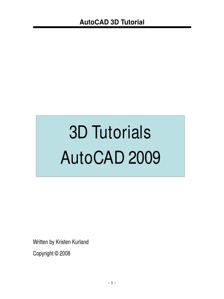 3D AutoCAD 2009 Tutorial | PDF