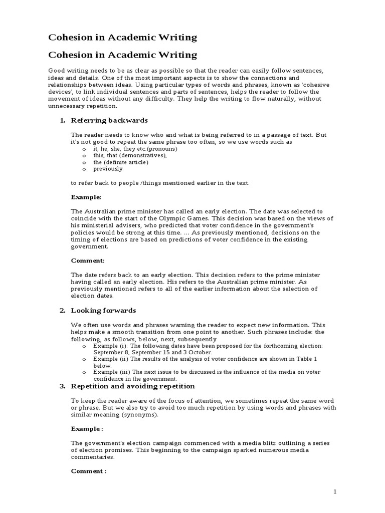 Examples of cohesion in writing image