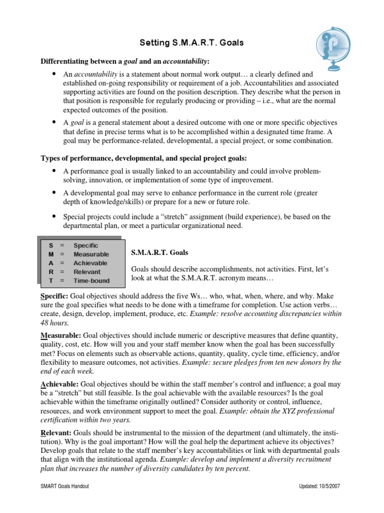SMART GoalsHandout PDF | PDF