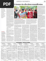 Vibhuti Patel The Tribune Women's Issues in Election Manifestos 25 March 2014 Page 11