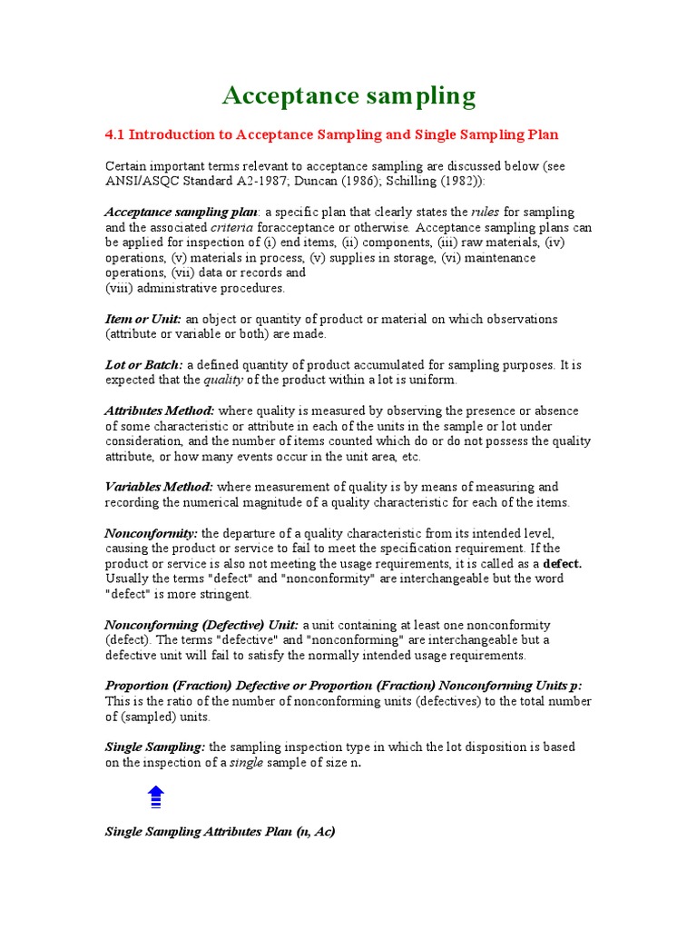 Acceptance Sampling-Single Plan | PDF