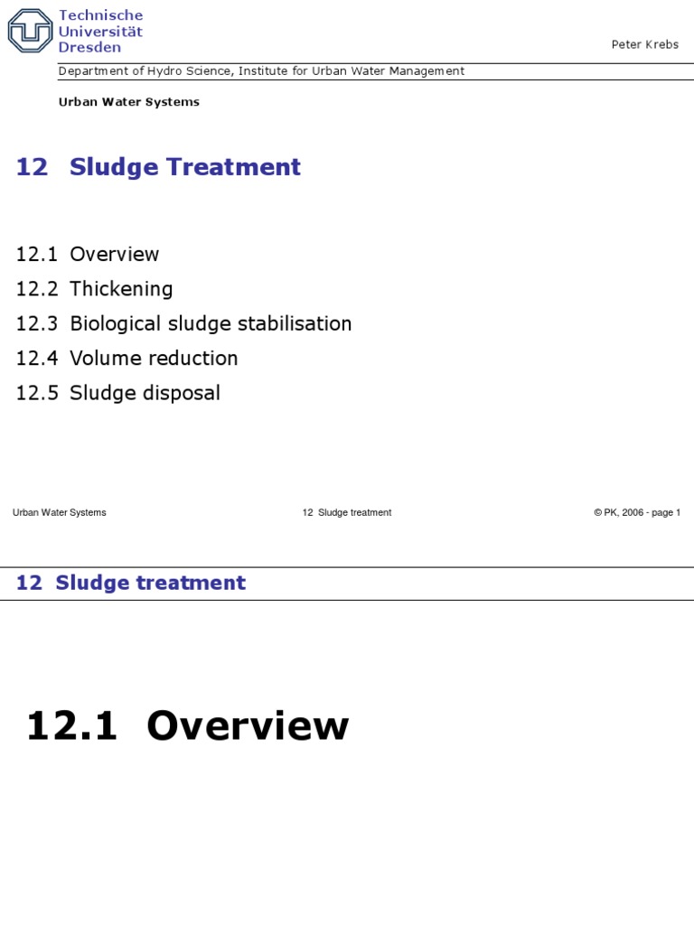 Sludge Treatment | PDF | Anaerobic Digestion | Chemical Processes