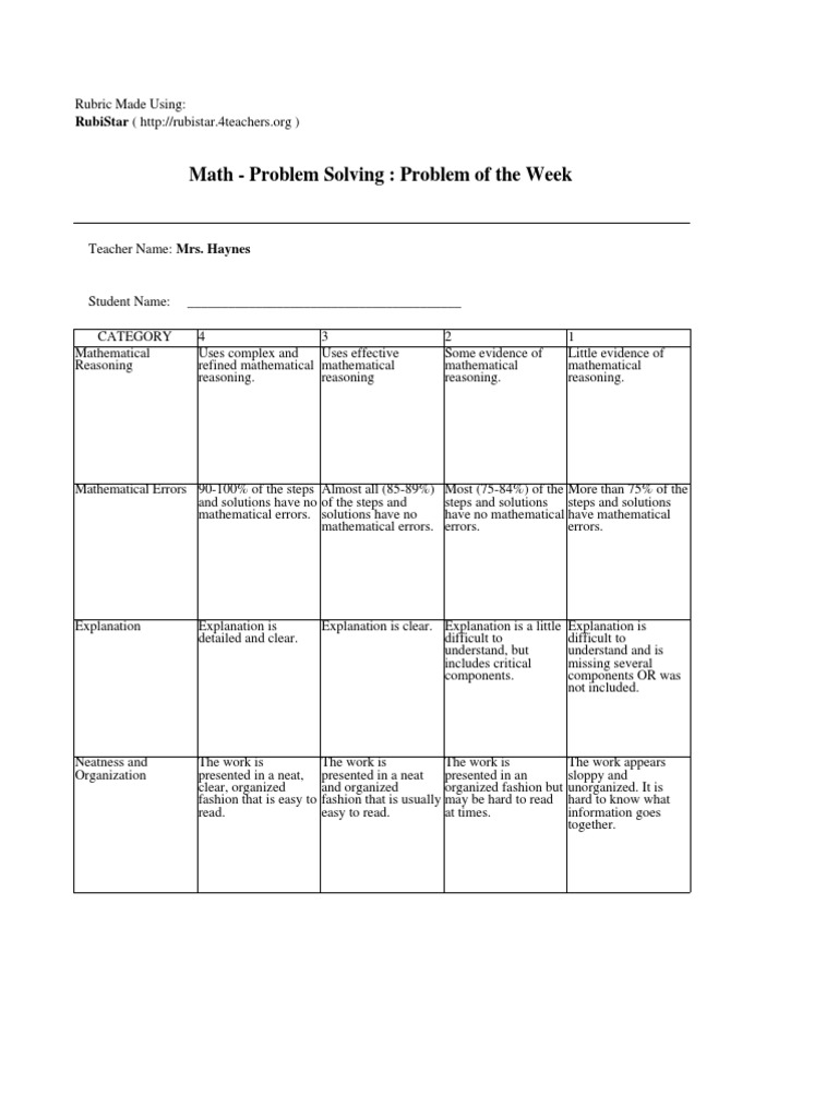 Rubistar Math Rubric – The 5 Best Free Rubric Making Tools For Teachers ...