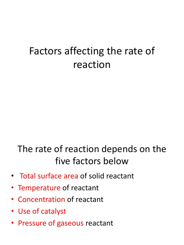 Factors Influencing Reaction Rates | PDF | Catalysis | Reaction Rate