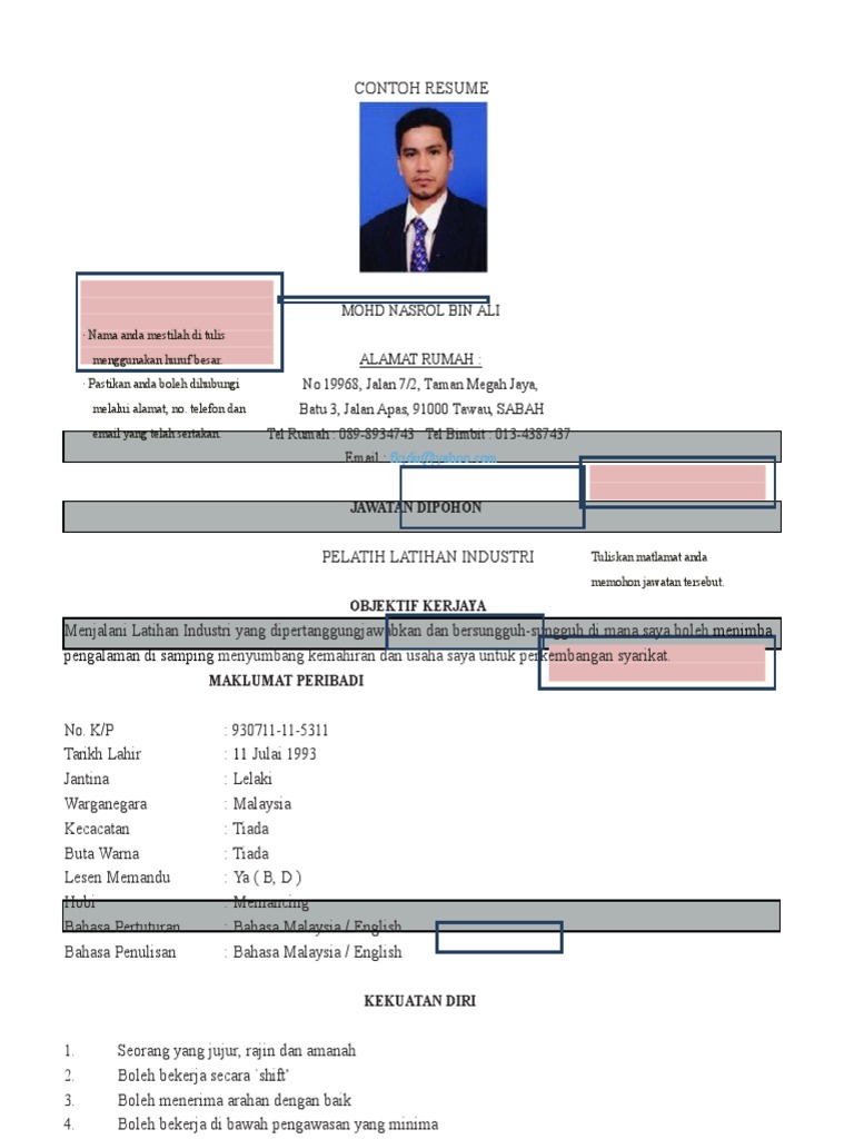 Contoh Resume Pelajar Pdf
