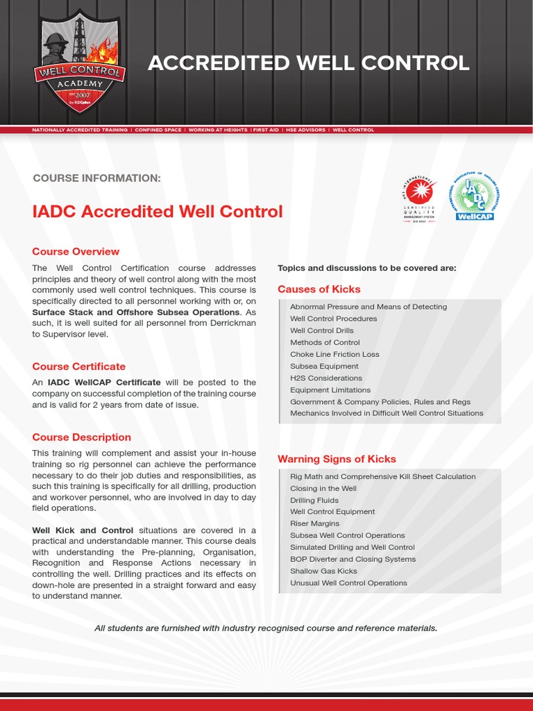 IADC Accredited Well Control Training | PDF | Business | Nature