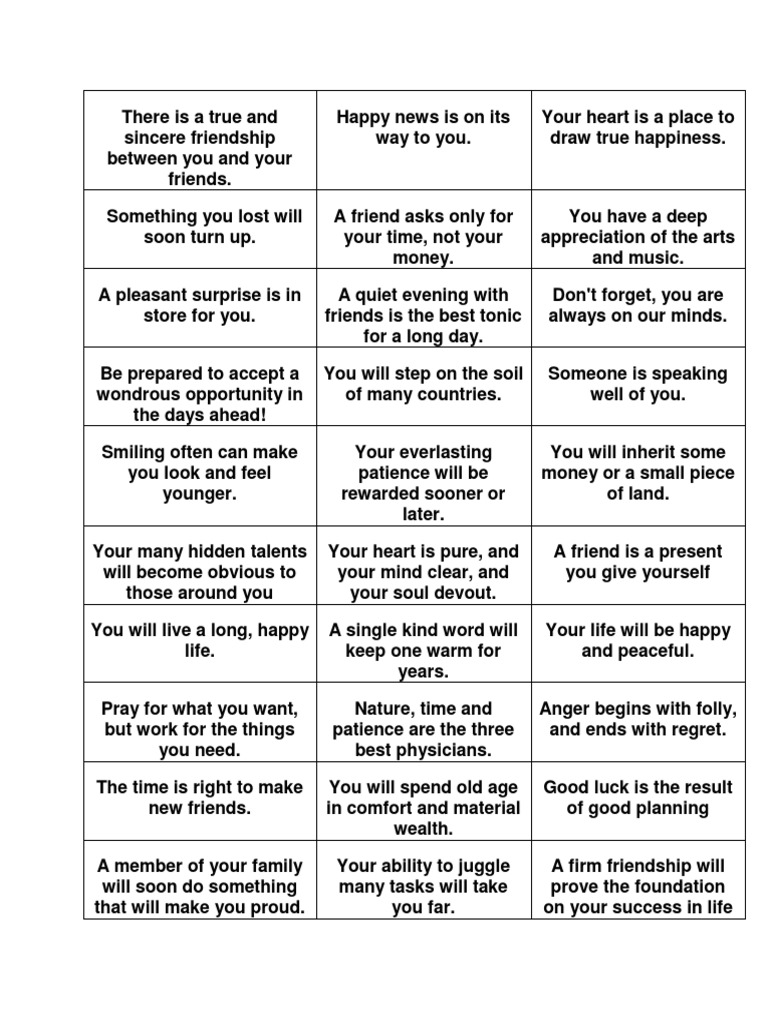 Fortune Cookies | PDF | Luck | Wealth