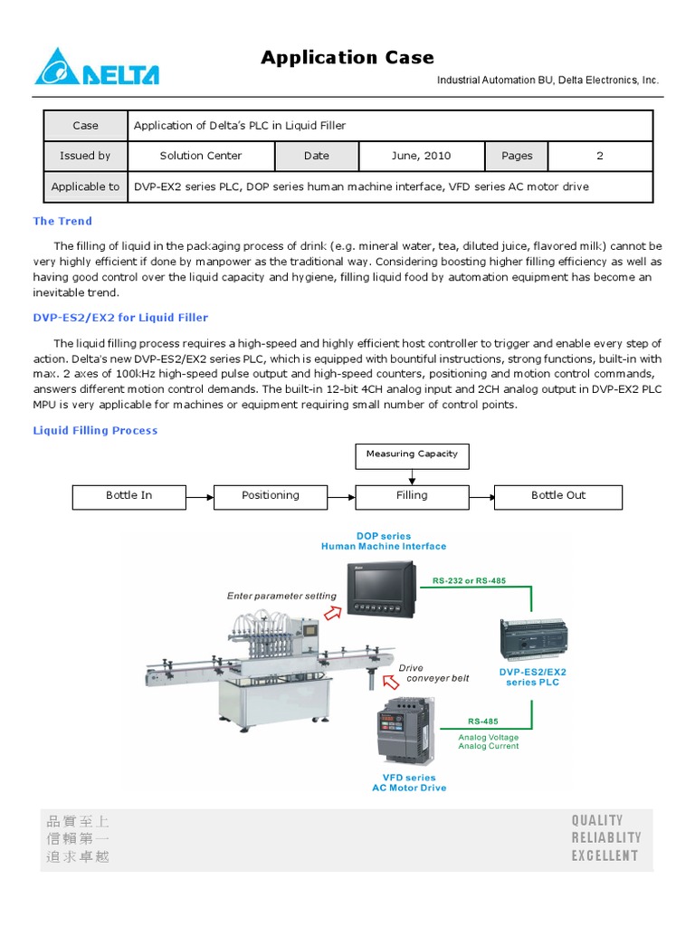 Delta PLC for Liquid Filling Automation | PDF