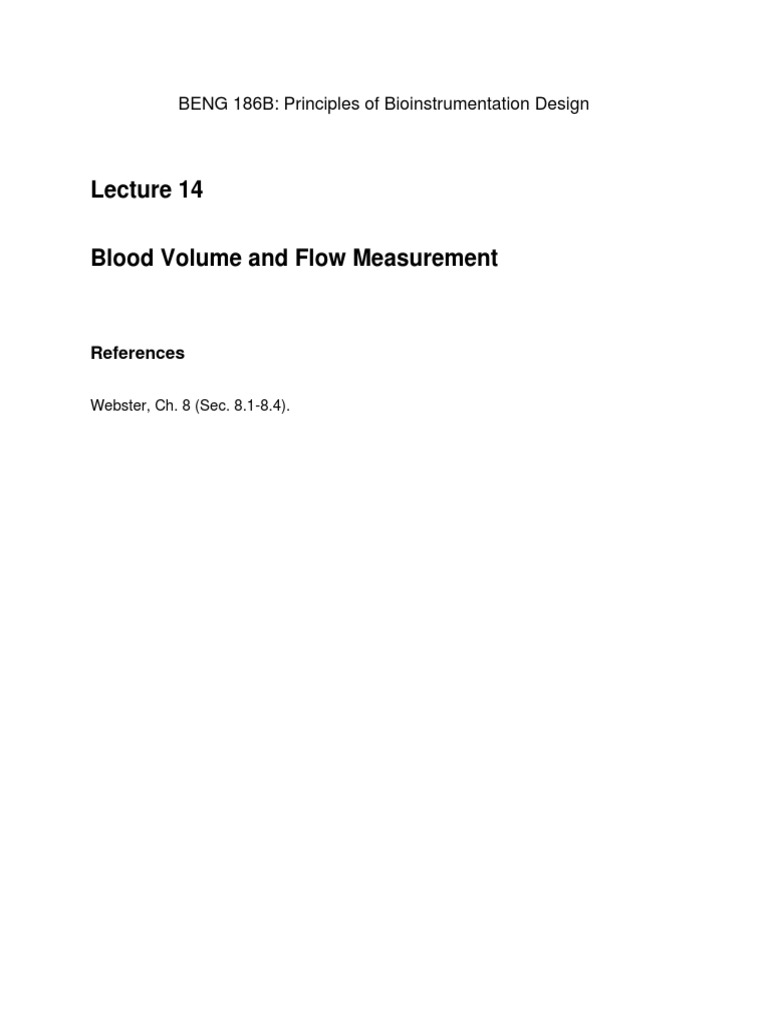 Measuring Blood Volume and Flow Through Bioinstrumentation Design A