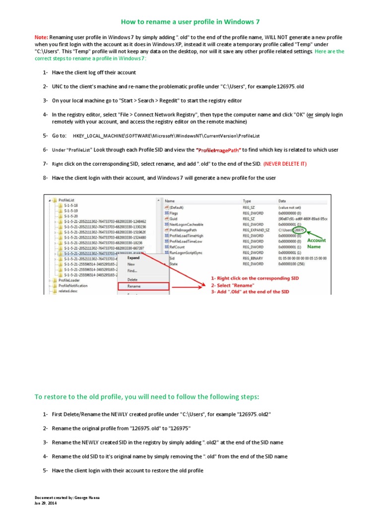 Rename Windows 7 User Profile Guide | PDF | Computers | Technology ...