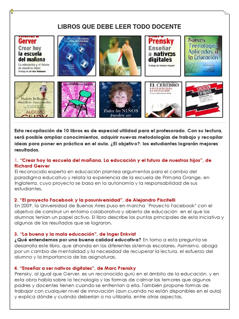 Libros Que Debe Leer Todo Docente | PDF | Maestros | Epistemología
