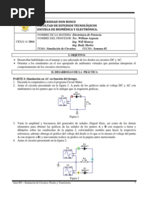 Guia 02 Simulacion De Circuitos Diodos Y Transistores Pdf Transistor Transistor De Union Bipolar