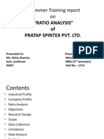 A Summer Training Report On: "Ratio Analysis" of Pratap Spintex Pvt. LTD