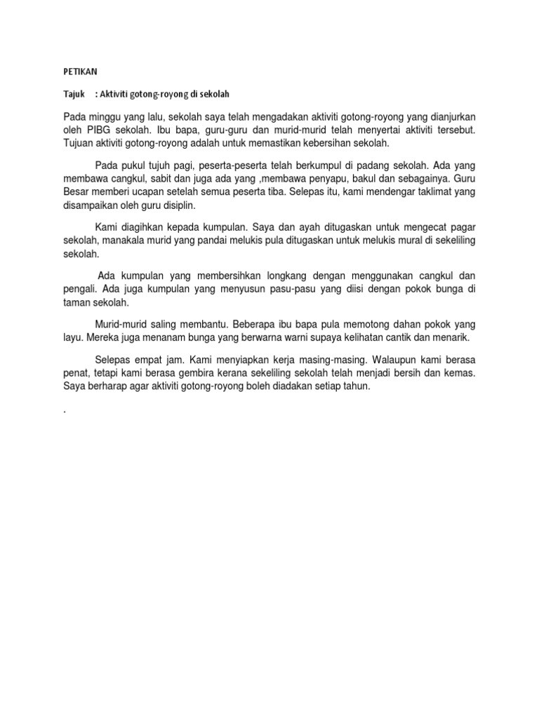 Petikan Gotong Royong Di Sekolah Pdf