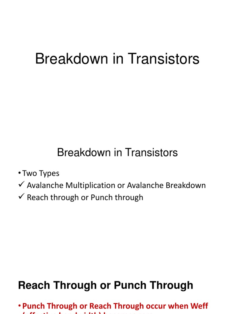 Types of Breakdown in Transistors | PDF