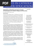 Download Implications of Mandatory Insurance Coverage of Contraceptives for Catholic Colleges and Universities by Center for the Study of Catholic Higher Ed SN21707246 doc pdf