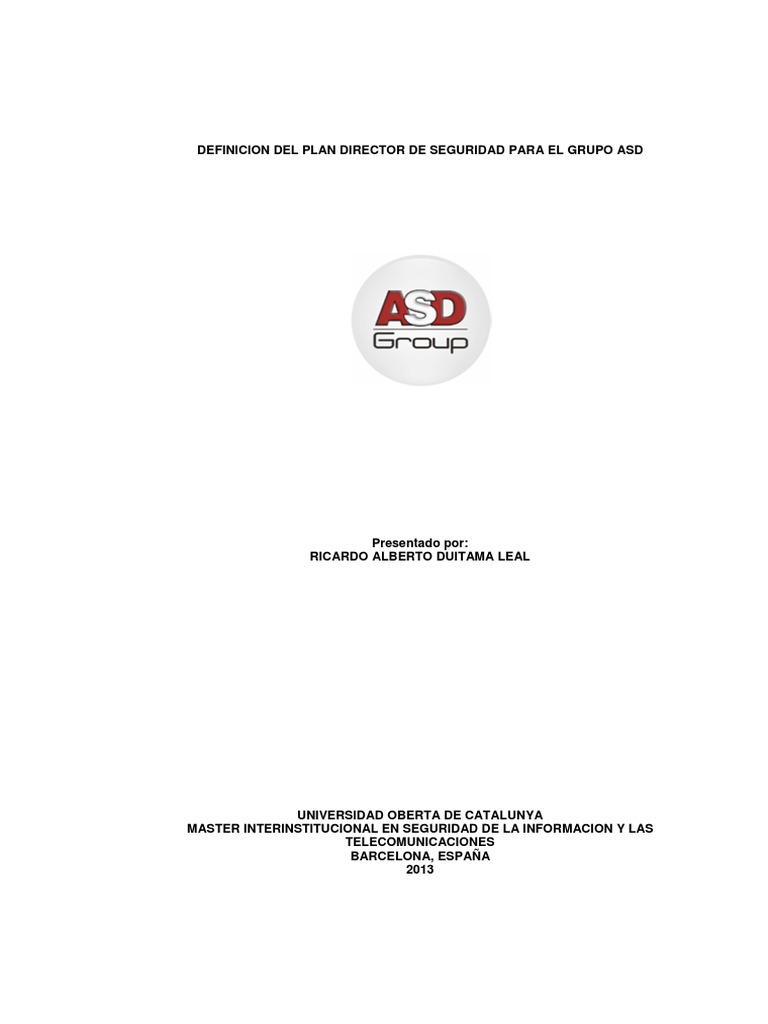 Plan Director de Seguridad para ASD | PDF | Seguridad de información ...