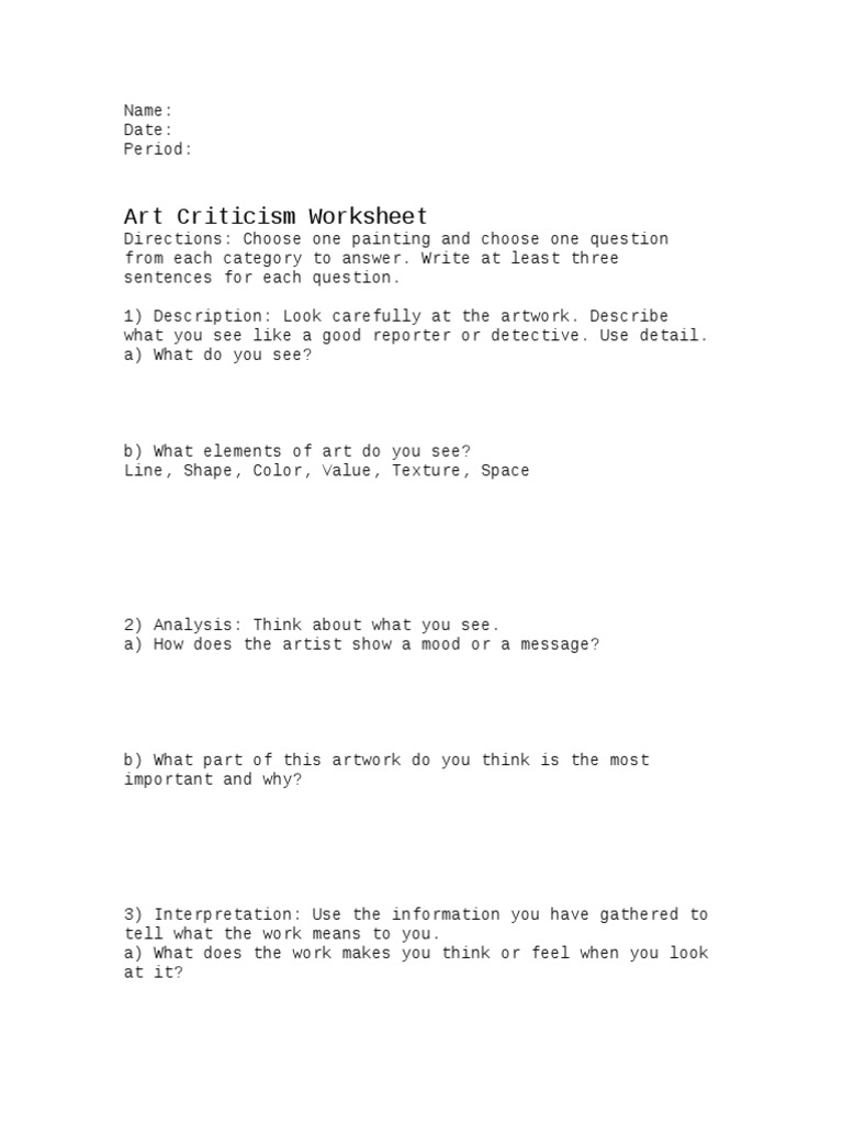 Art Criticism for Students | PDF