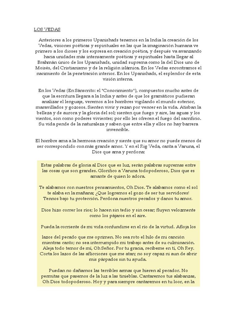Orígenes y significado de los Vedas | PDF | Vedas | Mitos de la creación