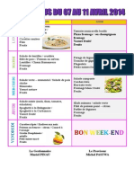 Semaine Du 7 Au 11 Avril 2014