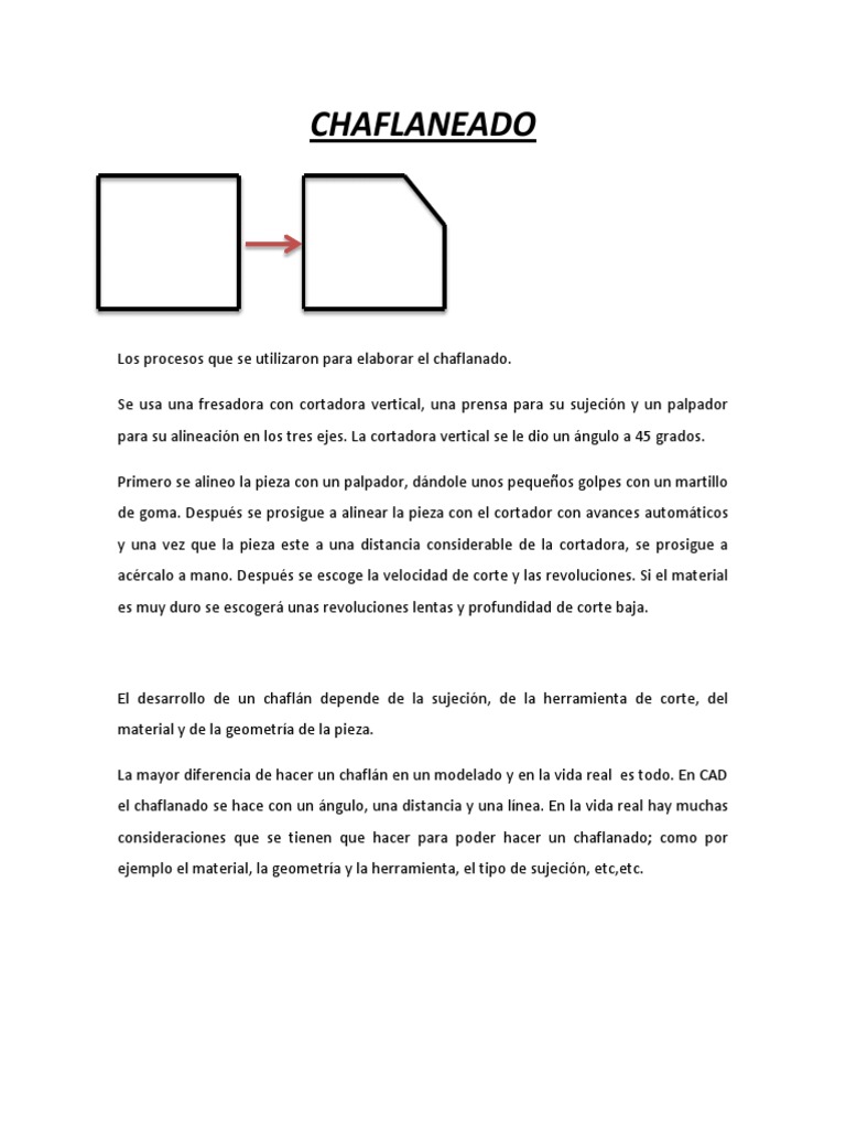 Proceso de Chaflanado en Fresadora | PDF | Hogar, jardinería y bricolaje