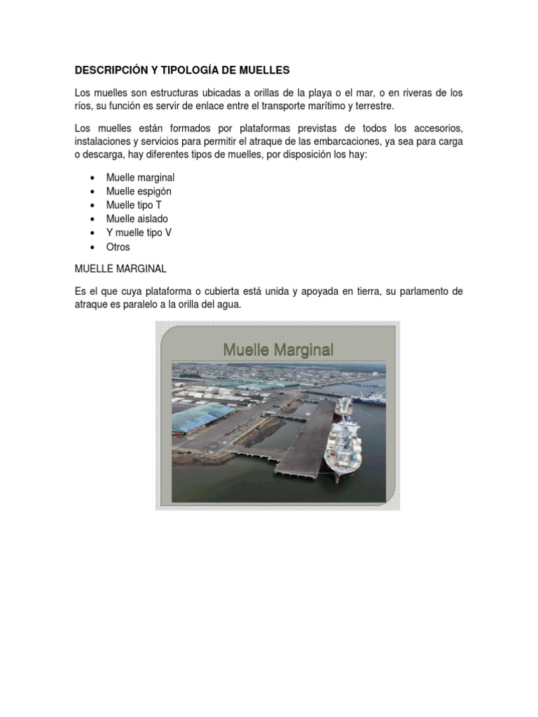 Tipos y características de muelles marítimos | PDF | Muelle | Fundación ...
