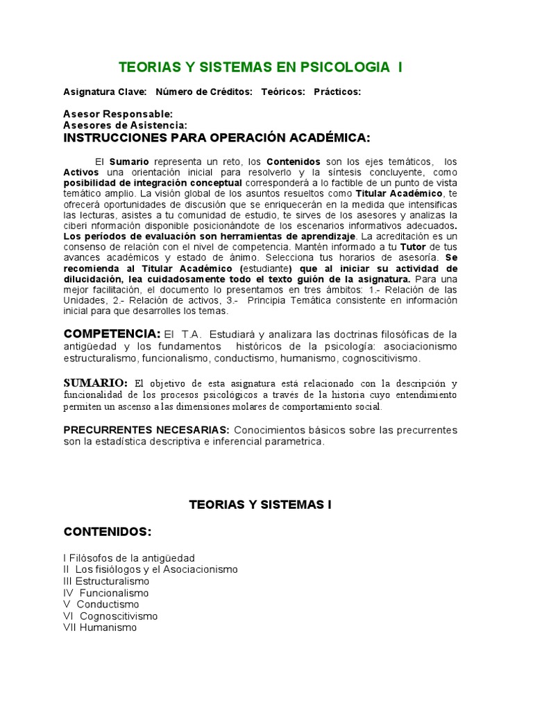 Teorias Y Sistemas En Psicologia I Pdf Epistemología Sicología