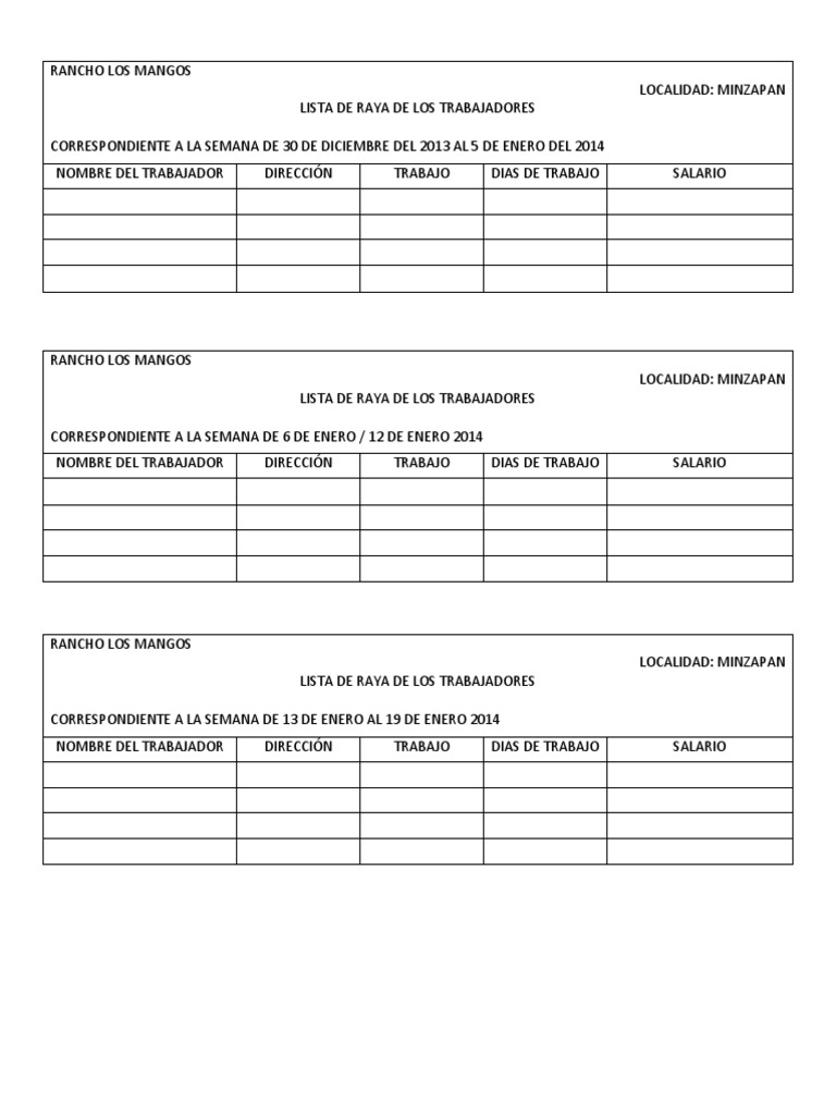 Lista de Raya