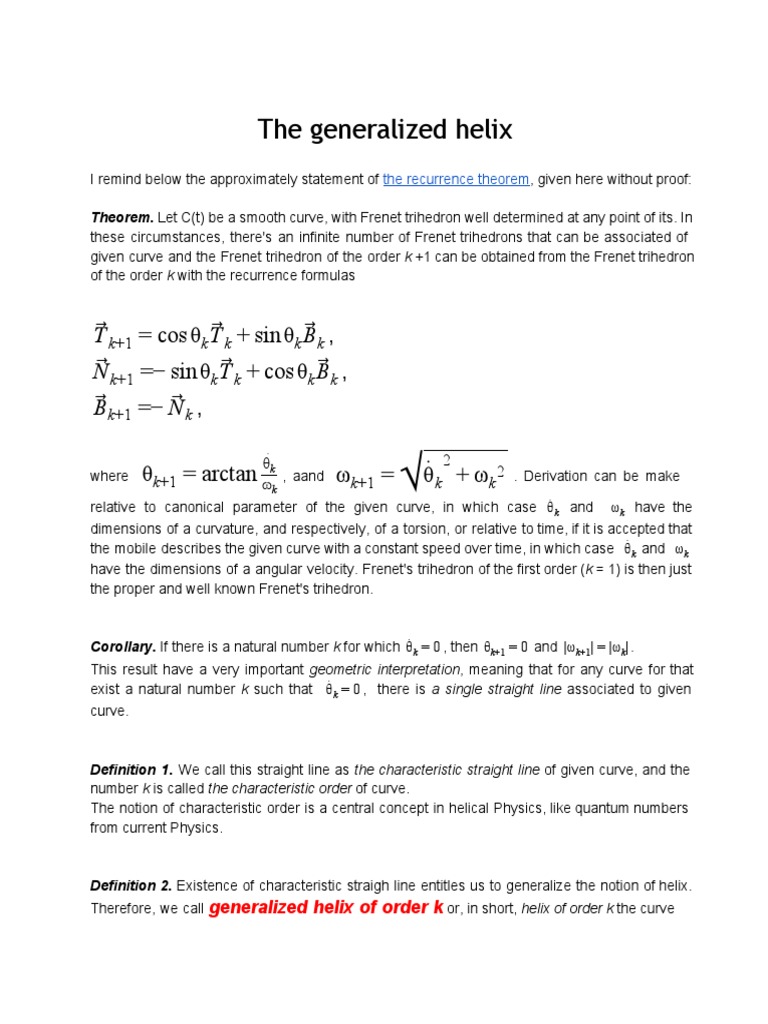 The Generalized Helix | PDF | Teaching Methods & Materials